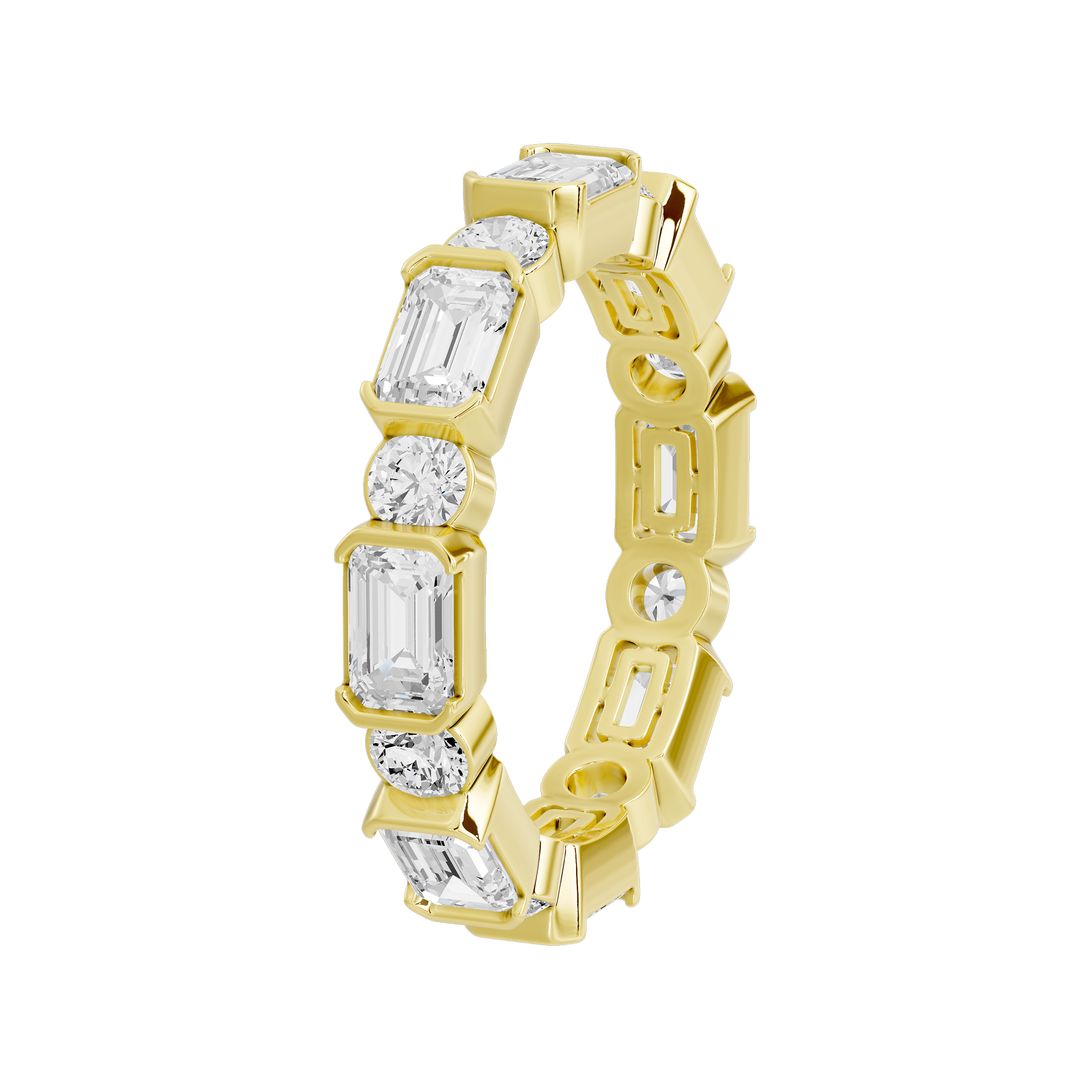 Bagutte and round half bezel band 2.438 Carat Lab Grown Diamond