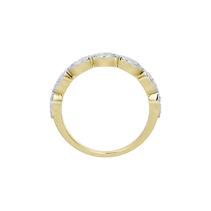 Yellow gold vermeil diamond ring, polished band with diamond-set top