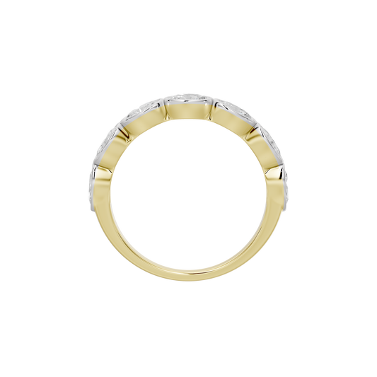 Yellow gold vermeil diamond ring, polished band with diamond-set top