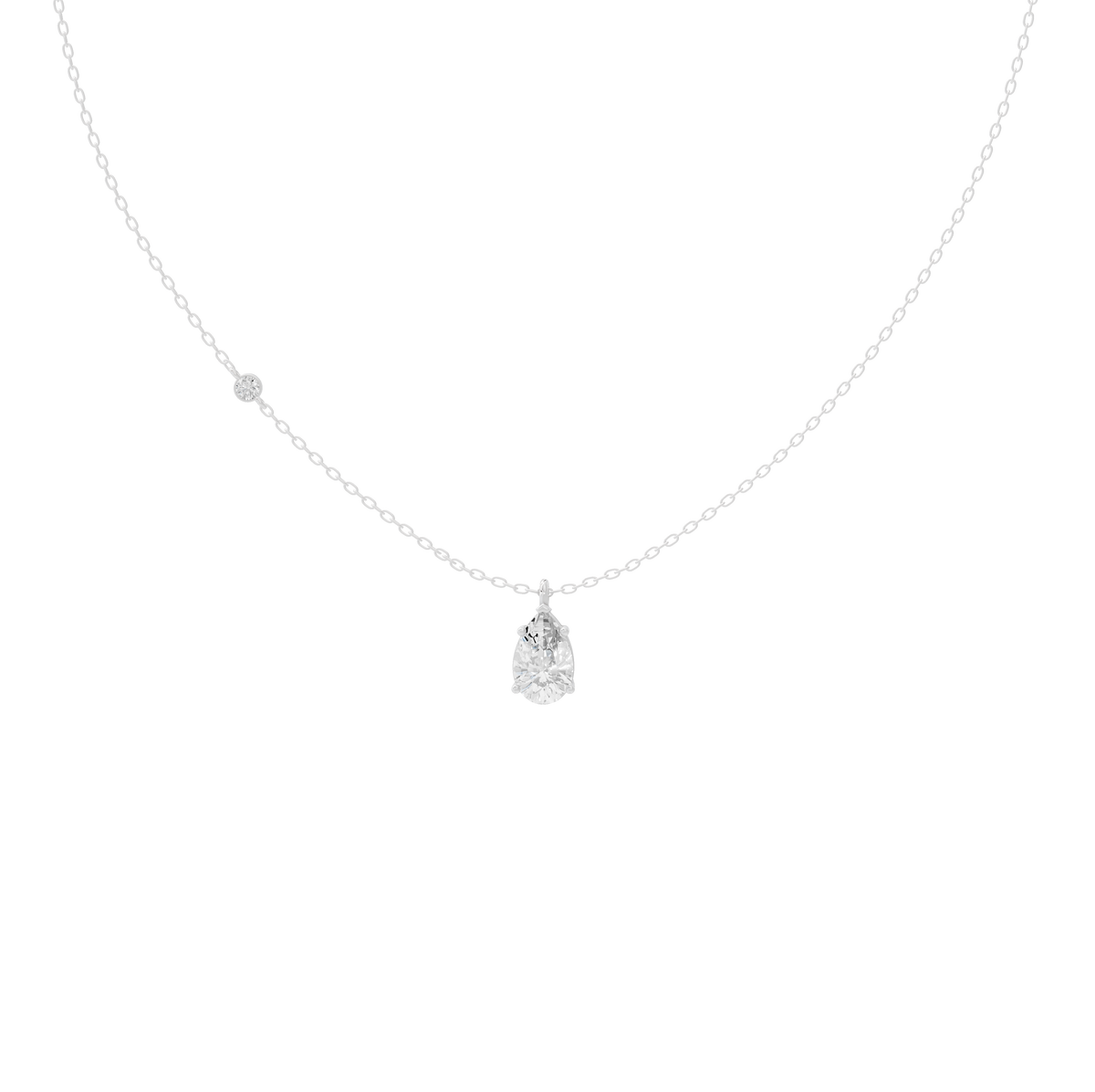 925 sterling silver lab diamond pear pendant with small teardrop stone on chain