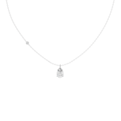925 sterling silver lab diamond pear pendant with small teardrop stone on chain