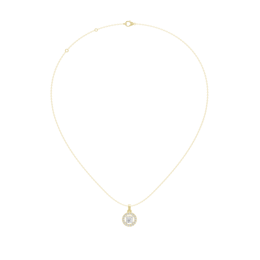 Yellow gold vermeil lab diamond pendant necklace with round solitaire
