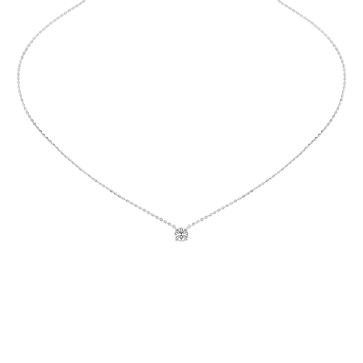 Sterling silver lab diamond solitaire pendant necklace with slim chain