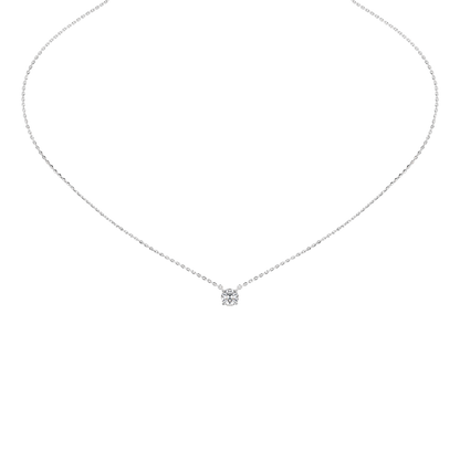 Sterling silver lab diamond solitaire pendant necklace with slim chain