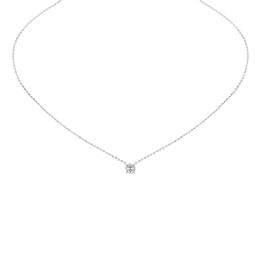Sterling silver lab diamond solitaire pendant necklace with slim chain