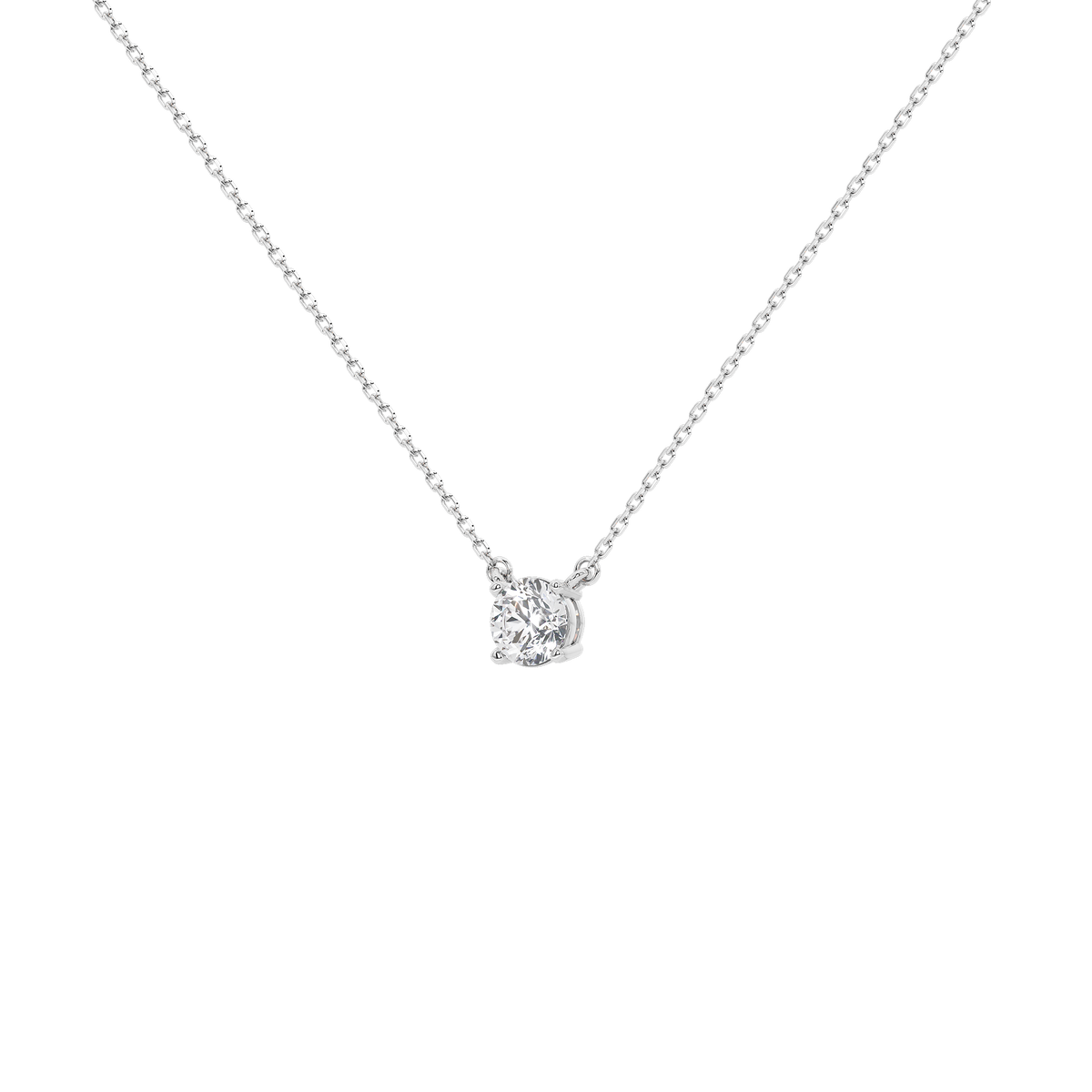 Sterling silver lab diamond solitaire pendant on chain, prong-set sparkle