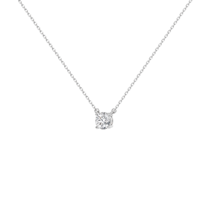Sterling silver lab diamond solitaire pendant on chain, prong-set sparkle