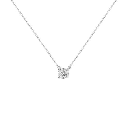Sterling silver lab diamond solitaire pendant on chain, prong-set sparkle