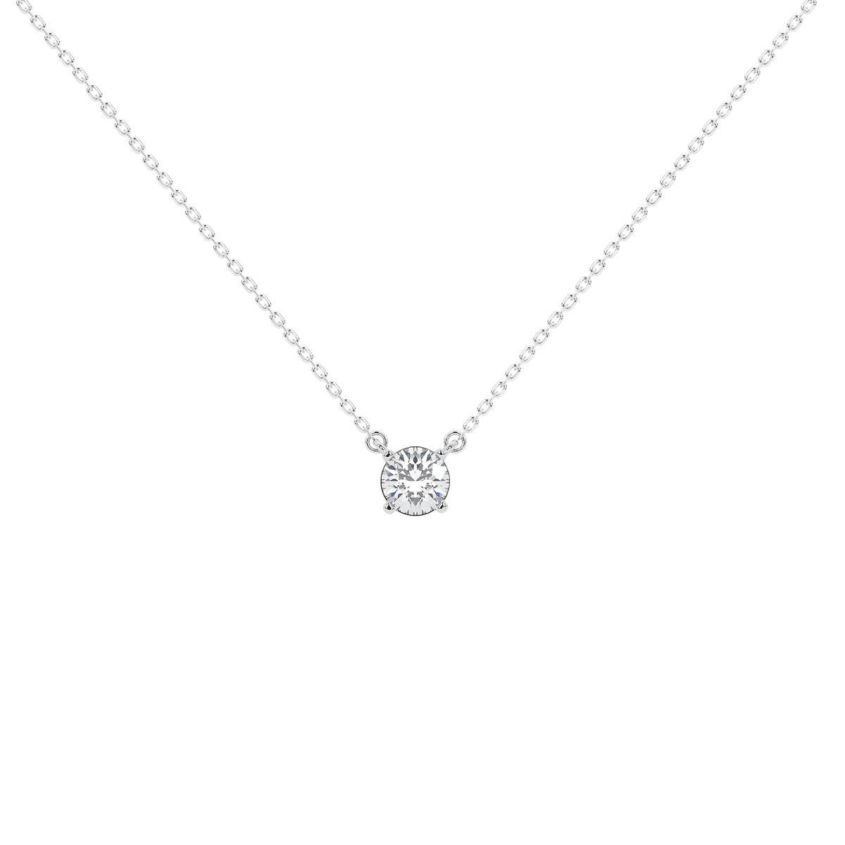 Sterling silver lab diamond solitaire pendant necklace with prong-set diamond