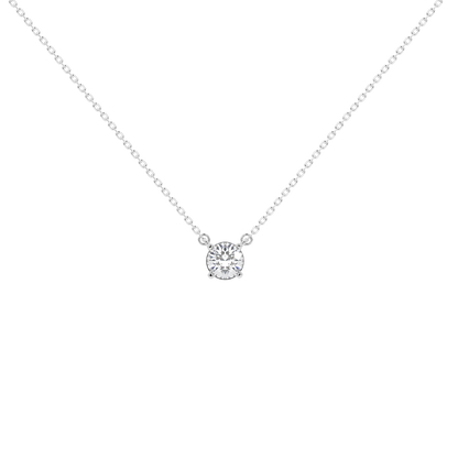Sterling silver lab diamond solitaire pendant necklace with prong-set diamond