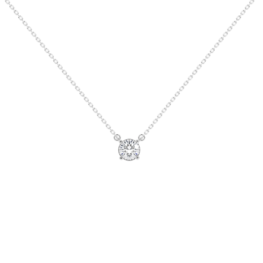 Sterling silver lab diamond solitaire pendant necklace with prong-set diamond