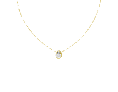 Lab diamond pendant necklace with small round lab diamond in yellow gold vermeil