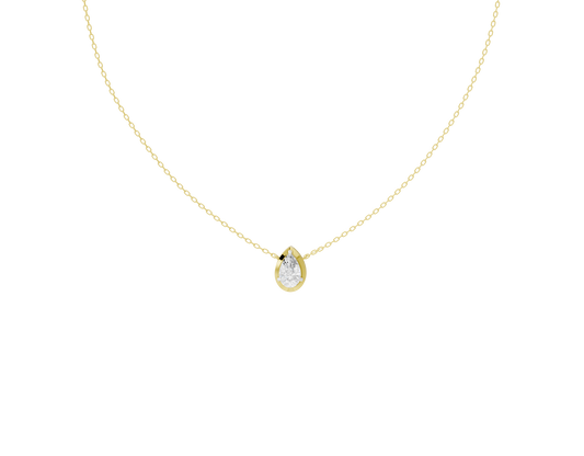 Lab diamond pendant necklace with small round lab diamond in yellow gold vermeil