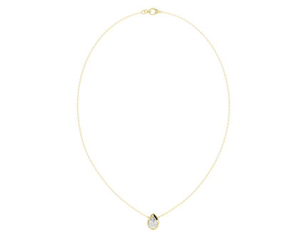 Lab diamond pendant necklace with round lab diamond at center on yellow gold chain