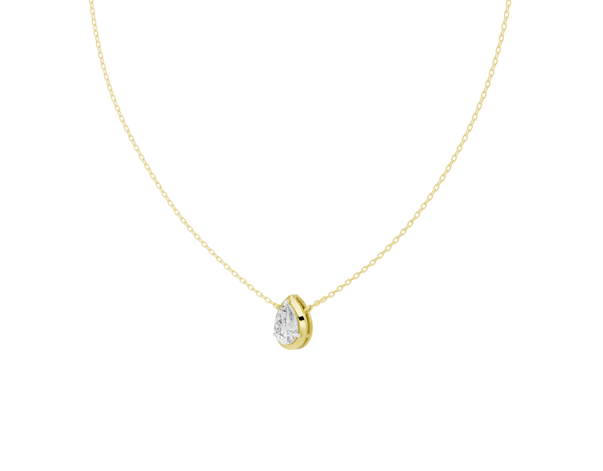 Lab diamond pendant necklace in yellow gold vermeil with round lab diamond drop