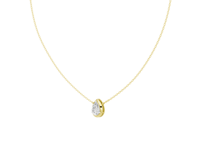 Lab diamond pendant necklace in yellow gold vermeil with round lab diamond drop