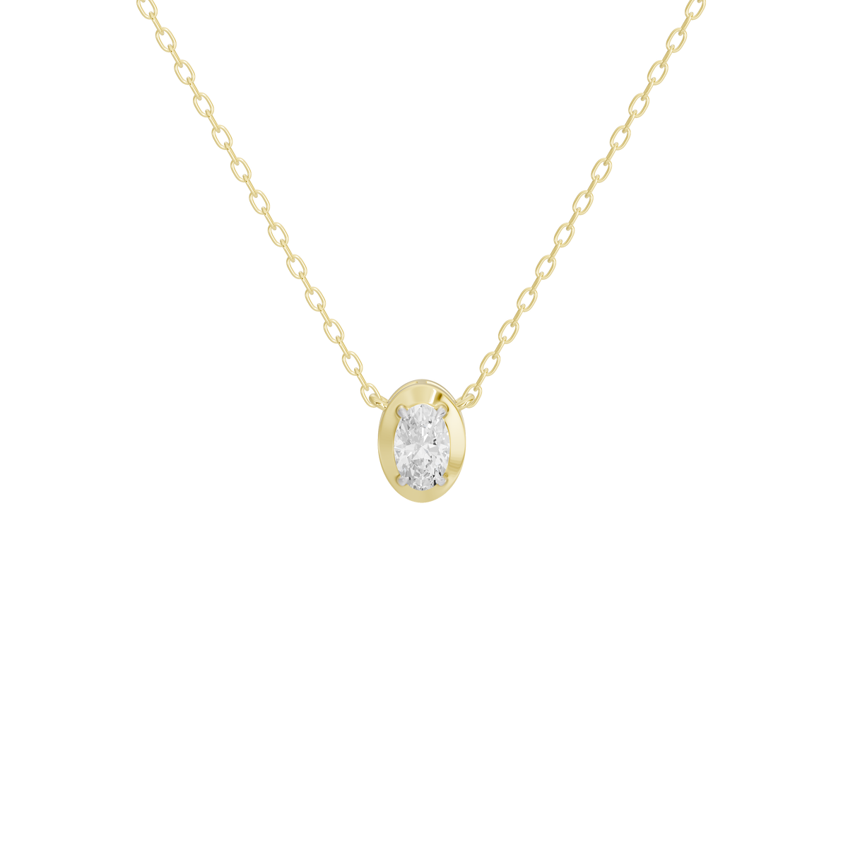 Oval lab diamond pendant with yellow gold vermeil chain