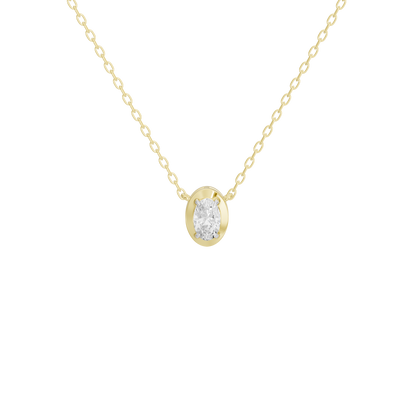 Oval lab diamond pendant with yellow gold vermeil chain