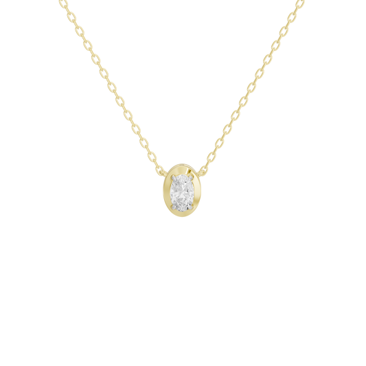 Oval lab diamond pendant with yellow gold vermeil chain
