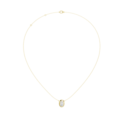 Oval diamond pendant on yellow gold vermeil chain
