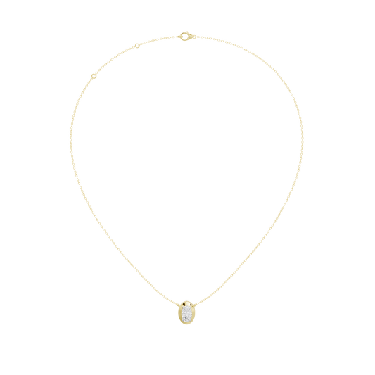 Oval diamond pendant on yellow gold vermeil chain
