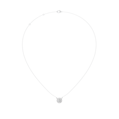 Sterling silver diamond pendant necklace with round center stone and cable chain