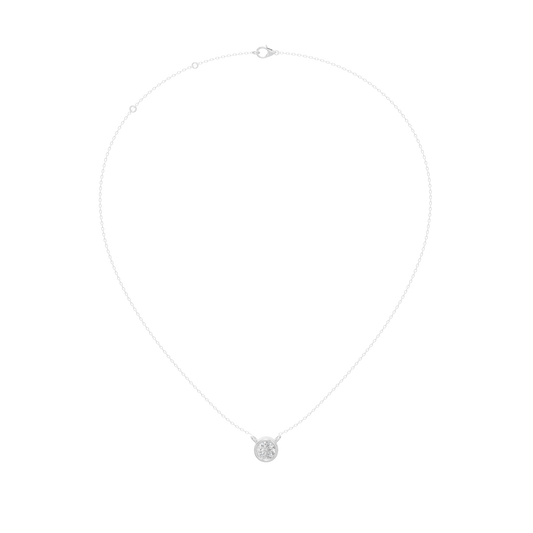 Sterling silver diamond pendant necklace with round center stone and cable chain