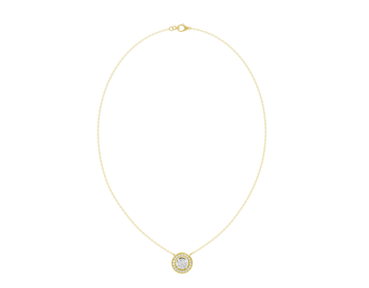 Yellow gold chain with small round lab diamond pendant