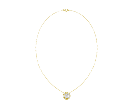 Yellow gold chain with small round lab diamond pendant