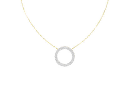 Yellow gold vermeil pendant necklace with round lab diamond halo center