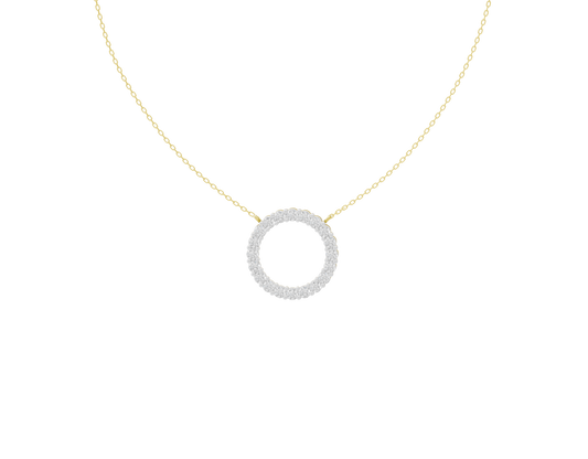 Yellow gold vermeil pendant necklace with round lab diamond halo center