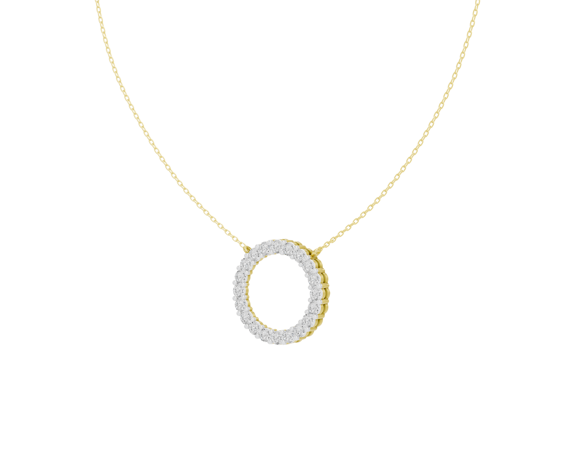 Yellow gold vermeil pendant with round halo lab diamond center
