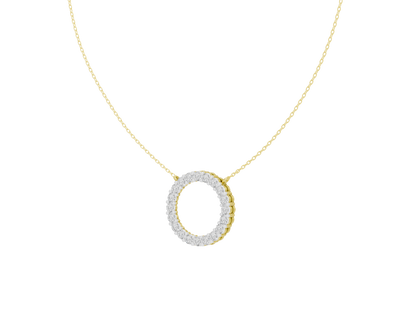 Yellow gold vermeil pendant with round halo lab diamond center