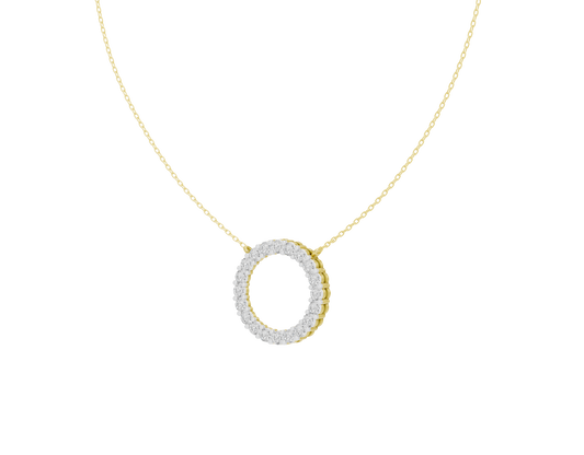 Yellow gold vermeil pendant with round halo lab diamond center