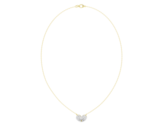 Yellow gold vermeil heart lab diamond pendant with full chain view