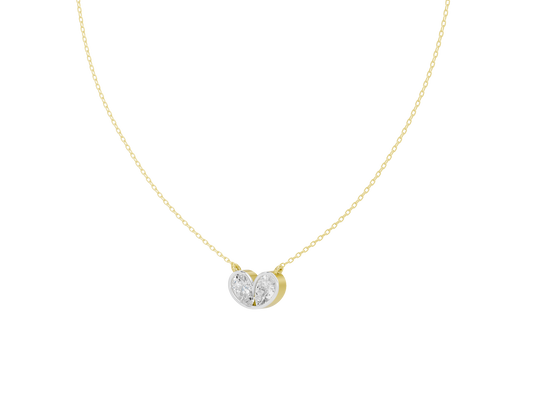 Heart-shaped lab diamond pendant with round stones on yellow gold vermeil chain