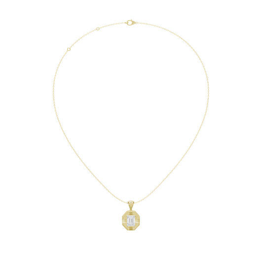 Yellow gold vermeil lab diamond pendant on a cable chain with small octagonal bezel