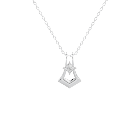 Sterling silver lab diamond pendant necklace with faceted pendant