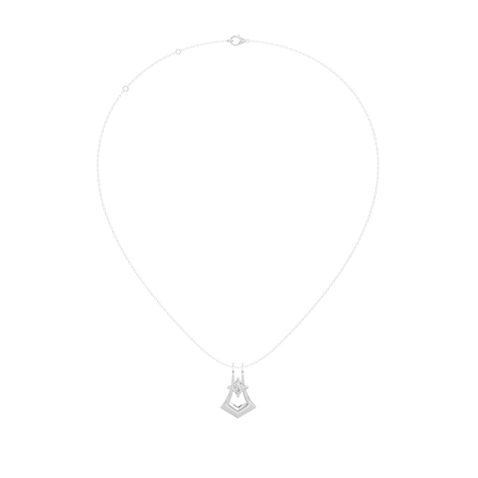 Sterling silver lab diamond pendant necklace with small charm on chain