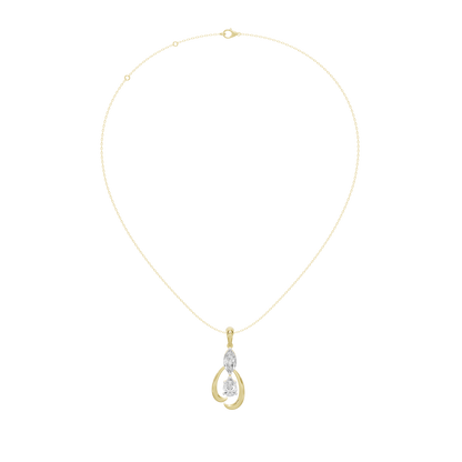 Yellow gold vermeil diamond pendant with pear-shaped stone and teardrop frame