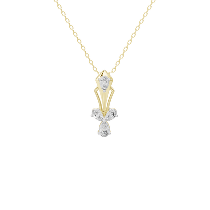 Yellow gold vermeil pendant with lab diamond center and two drops