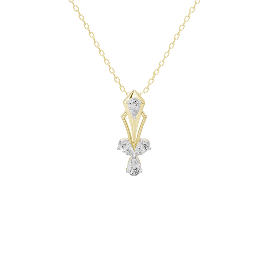 Yellow gold vermeil pendant with lab diamond center and two drops