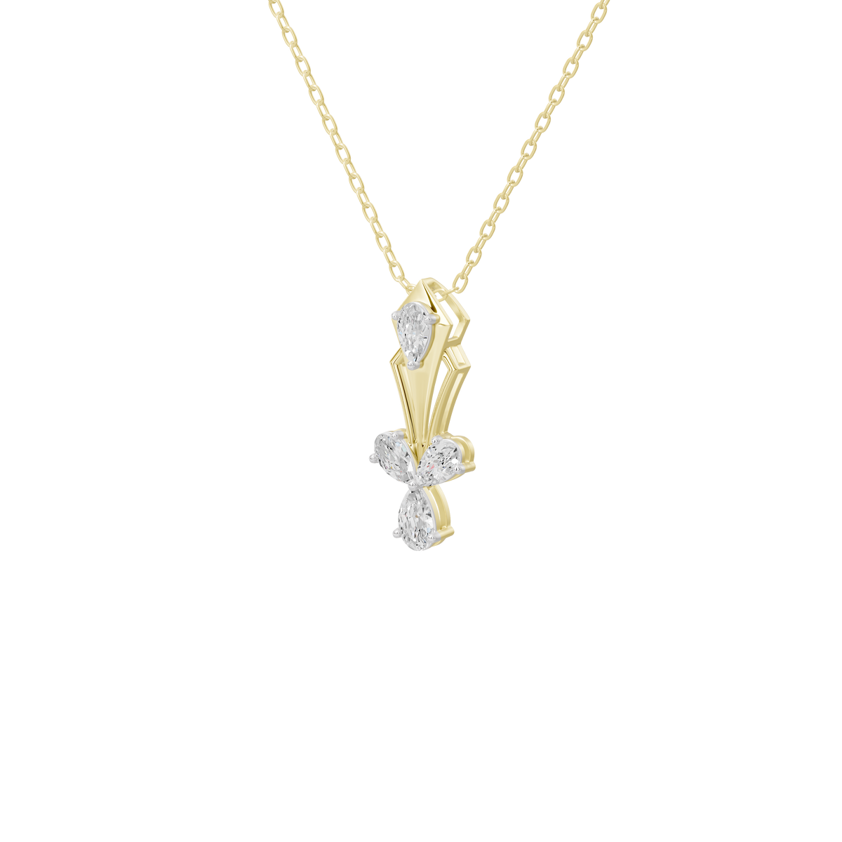 Yellow gold vermeil pendant with lab diamonds in teardrop clusters
