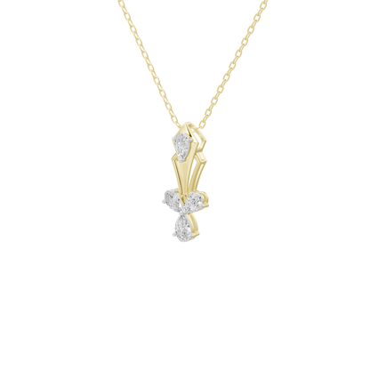 Yellow gold vermeil pendant with lab diamonds in teardrop clusters