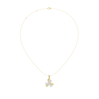 Yellow gold vermeil diamond pendant necklace with four-petal charm