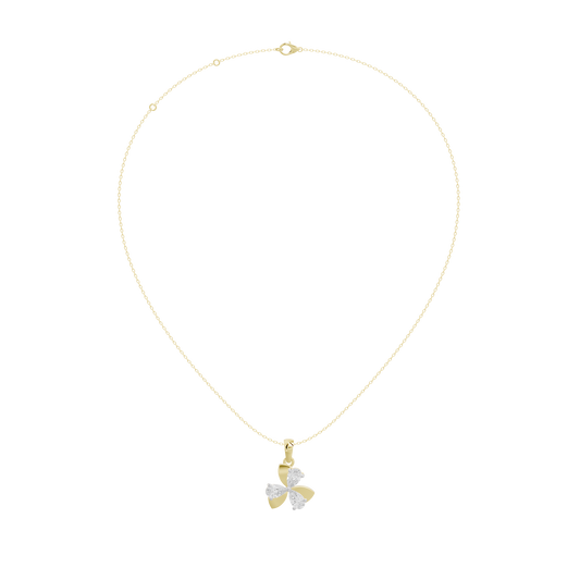Yellow gold vermeil diamond pendant necklace with four-petal charm