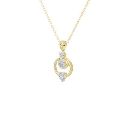Yellow gold vermeil diamond pendant necklace with circular halo and teardrop dangle
