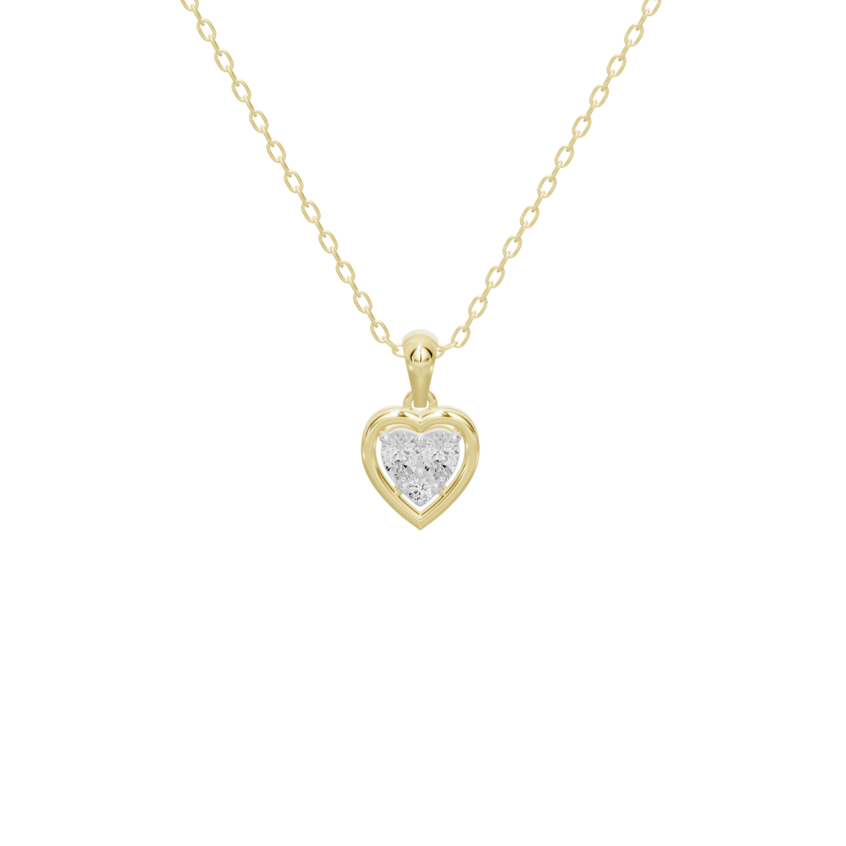 Yellow gold vermeil diamond heart pendant necklace with centered heart detail