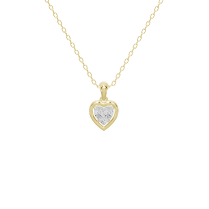 Yellow gold vermeil diamond heart pendant necklace with centered heart detail