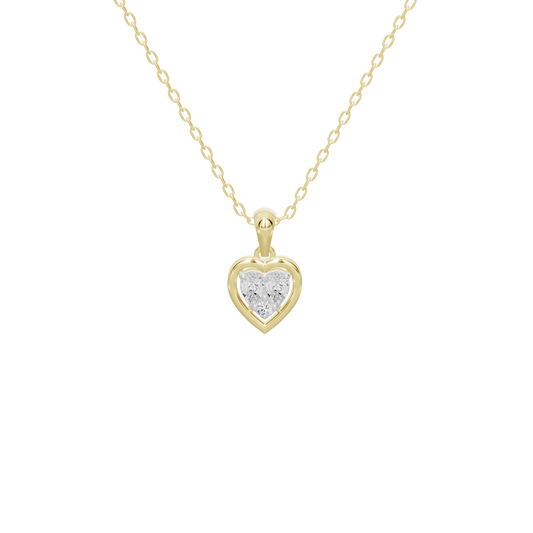 Yellow gold vermeil diamond heart pendant necklace with centered heart detail